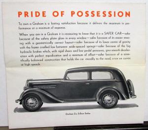 1935 Graham Sedan Coupe Supercharged Auto Sales Brochure Mailer ORIGINAL