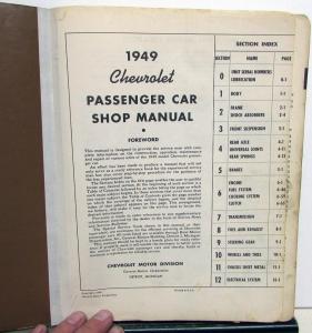 1949 Chevrolet Dealer Service Shop Manual  Passenger Car Original Repair