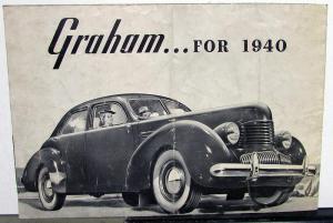 1940 Graham Supercharger Coupes & Sedans Auto Sales Brochure Original