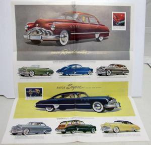 1949 Buick Series Super 50 Roadmaster 70 Color Sales Brochure Folder Original