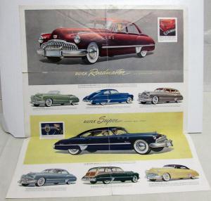 1949 Buick Series Super 50 Roadmaster 70 Color Sales Brochure Folder Original