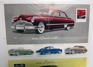 1949 Buick Series Super 50 Roadmaster 70 Color Sales Brochure Folder Original