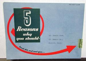 1939 Cadillac LaSalle V8 5 Reasons Why Sales Brochure MAILER Original