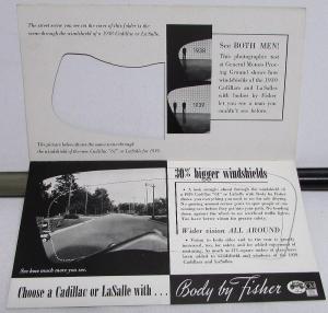 1939 Cadillac LaSalle Bigger Windshield Sales Brochure Folder Original