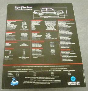 1986 Chrysler Volare Police Car Sales Brochure Spanish Text Mexican Market Rare