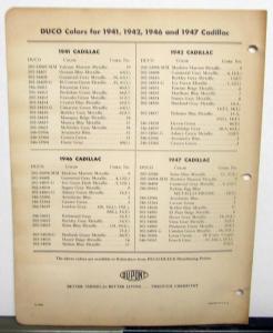 1948 Cadillac Dupont Color Paint Chips Original Bulletin Number 11