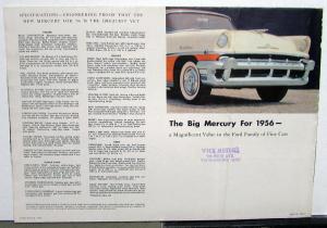 1956 Mercury Montclair Monterey Custom Sales Brochure Folder Large Poster