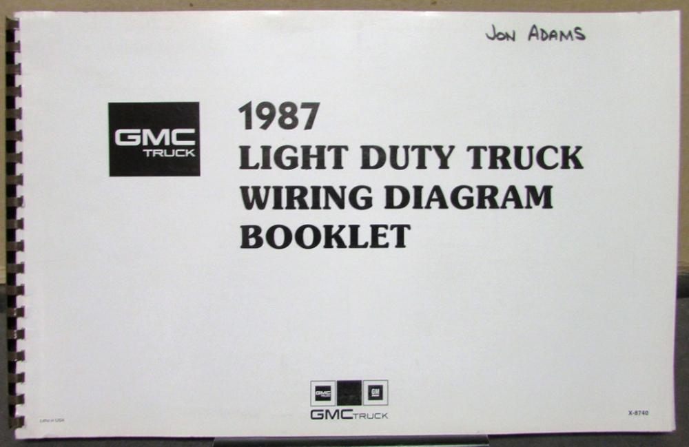 1987 GMC Electrical Wiring Diagram Dealer Service Light Duty Truck