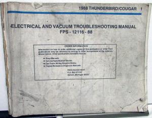 1988 Ford Mercury Dealer Electrical & Vacuum Diagram Manual T-Bird Cougar