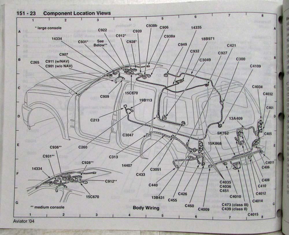 2004 Lincoln Electrical Wiring Diagram Service Manual Aviator