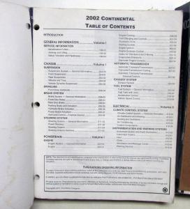 2002 Lincoln Continental Vols 1 & 2 Service Shop Repair Manual Original