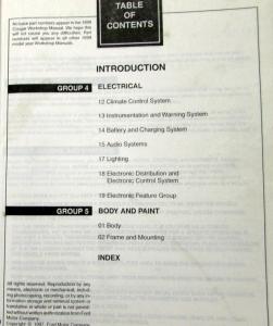 1999 Mercury Cougar Volume 1 & 2 Service Shop Repair Manual Original