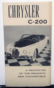 1950 Chrysler C 200 Convertible Prototype Concept Car Sales Brochure Leaflet