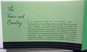 1946 Chrysler Sedan Coupe Brougham Town & Country Car Sales Brochure Folder Orig