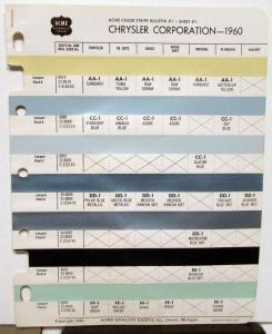 1960 Chrysler Color Paint Chips Imperial DeSoto Dodge Plymouth Valiant ACME