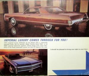 1972 Chrysler Imperial Color Sales Brochure Folder Mailer Original