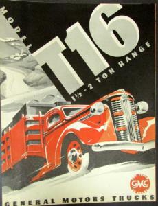 1937 1938 GMC Truck Model T16 1 & Half & 2 Ton Range Sales Brochure Red Original