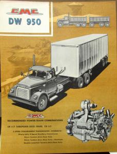 1958 GMC 950 DW Truck Series Data Sheet Sales Brochure Original