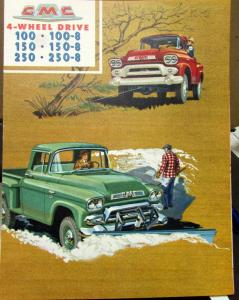 1958 GMC Pickup Truck 4X4 100 150 250 & -8 Series Sales Brochure Folder