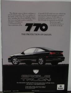 1990 Eagle Talon TSi By Jeep Color Sales Brochure Folder Original